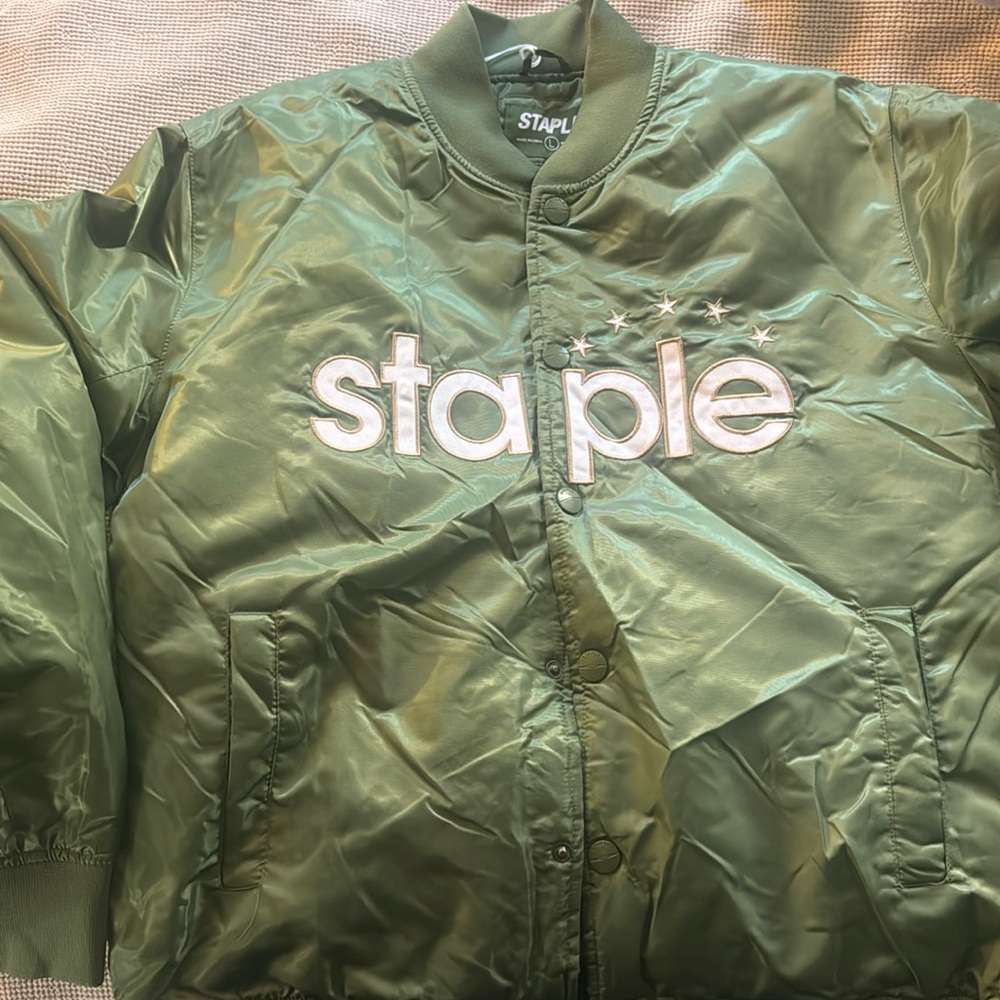 Staple bomber jacket, green, size Large
